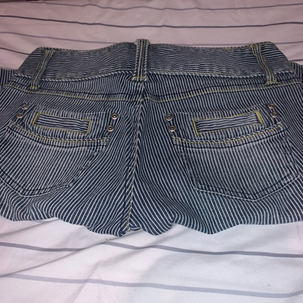 Younique Denim Pinstripe Bermuda Shorts - Picture 5 of 8